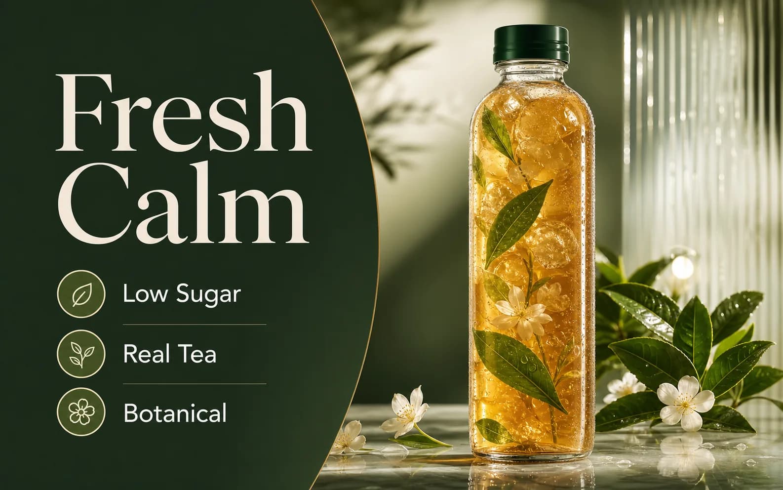 A polished iced tea poster with readable headline and labels generated by Nano Banana Pro